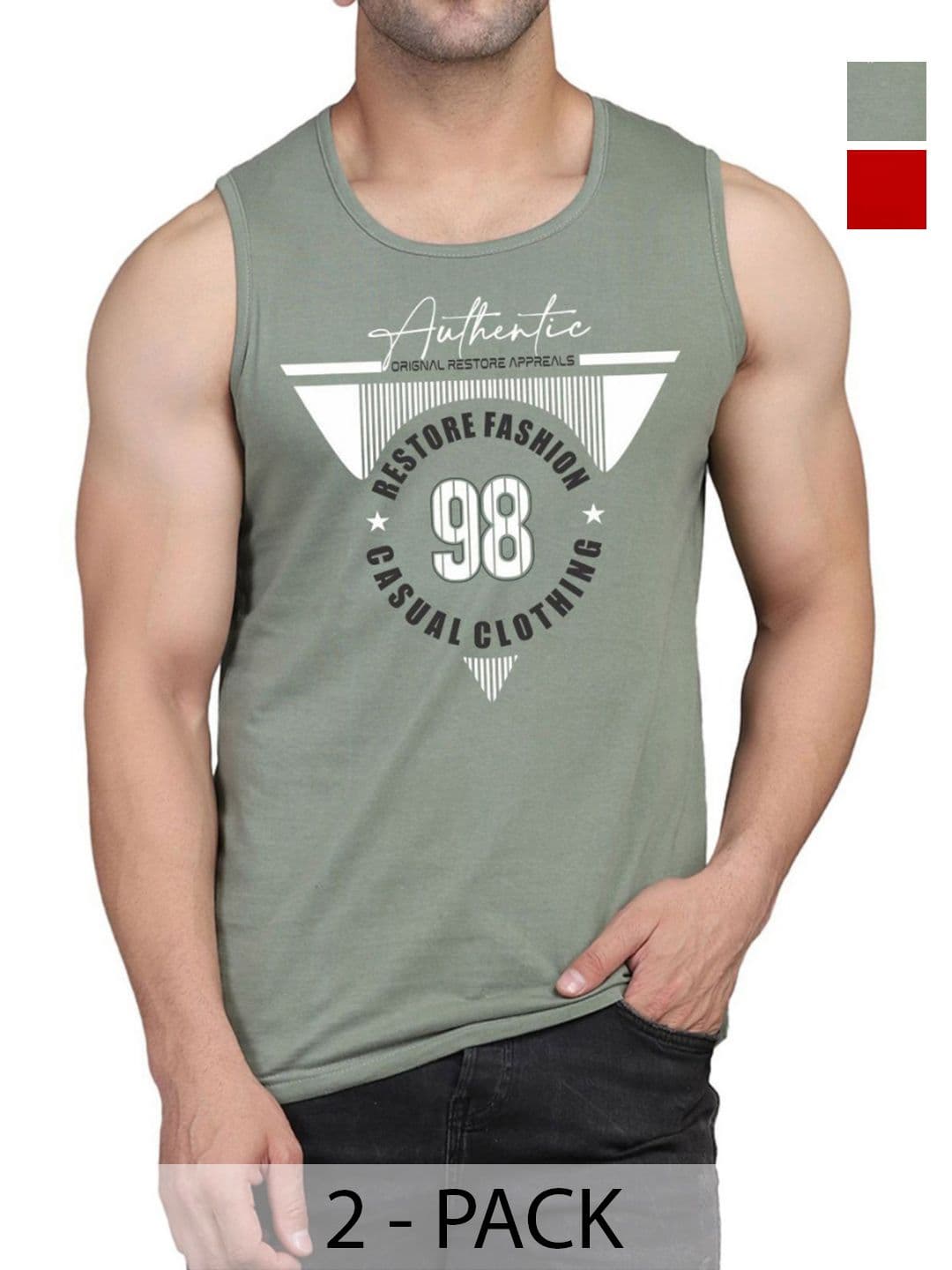 WOOSTRO Men Pack Of 2 Typography Printed Round Neck Cotton Slim Fit T-shirts - view 1