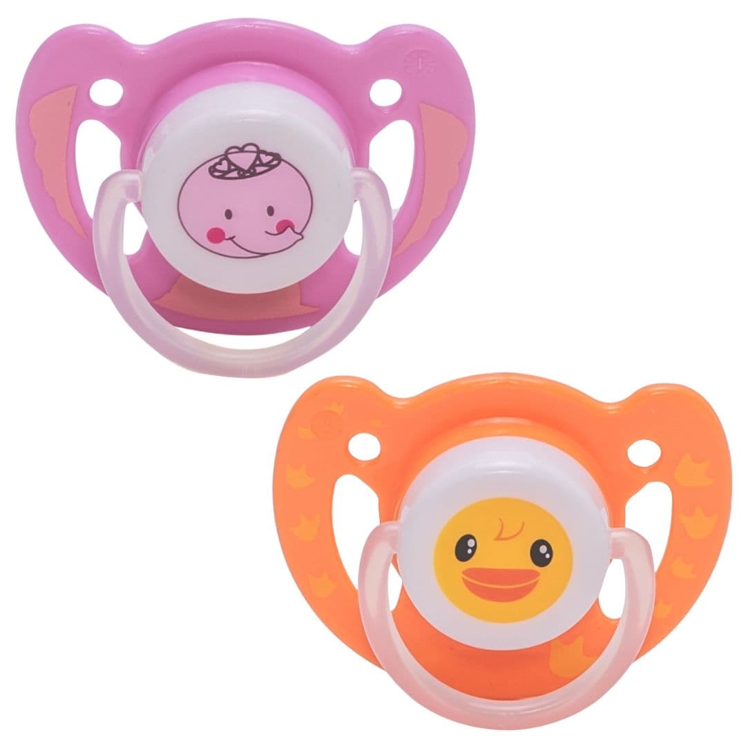 Adore 2-Pcs Orange-Color & Pink Printed Vented Pacifier BPA Free Kids Teethers - view 1