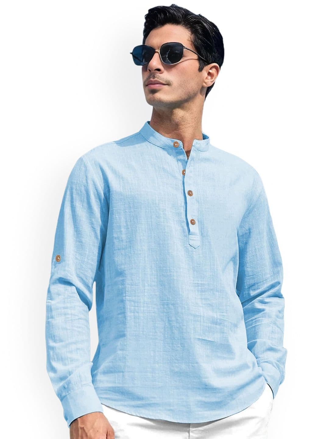 Vida Loca Band Collar Pure Cotton Straight Kurta - view 1