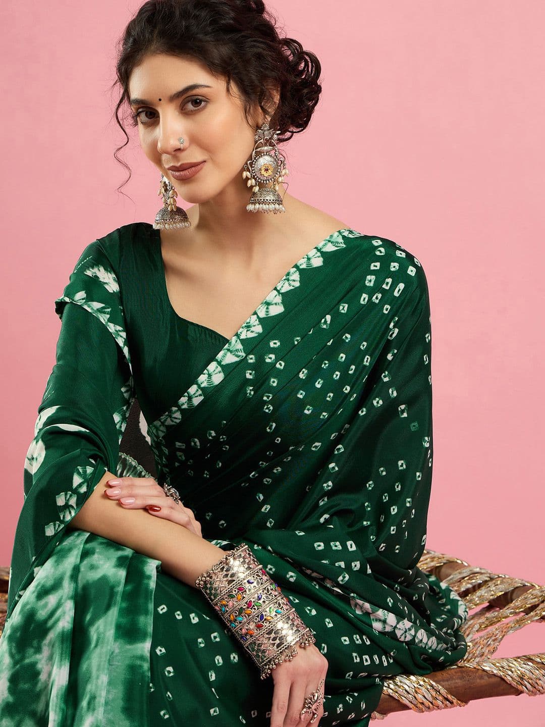 Sangria Ethnic Printed Saree With Blouse Piece - view 1