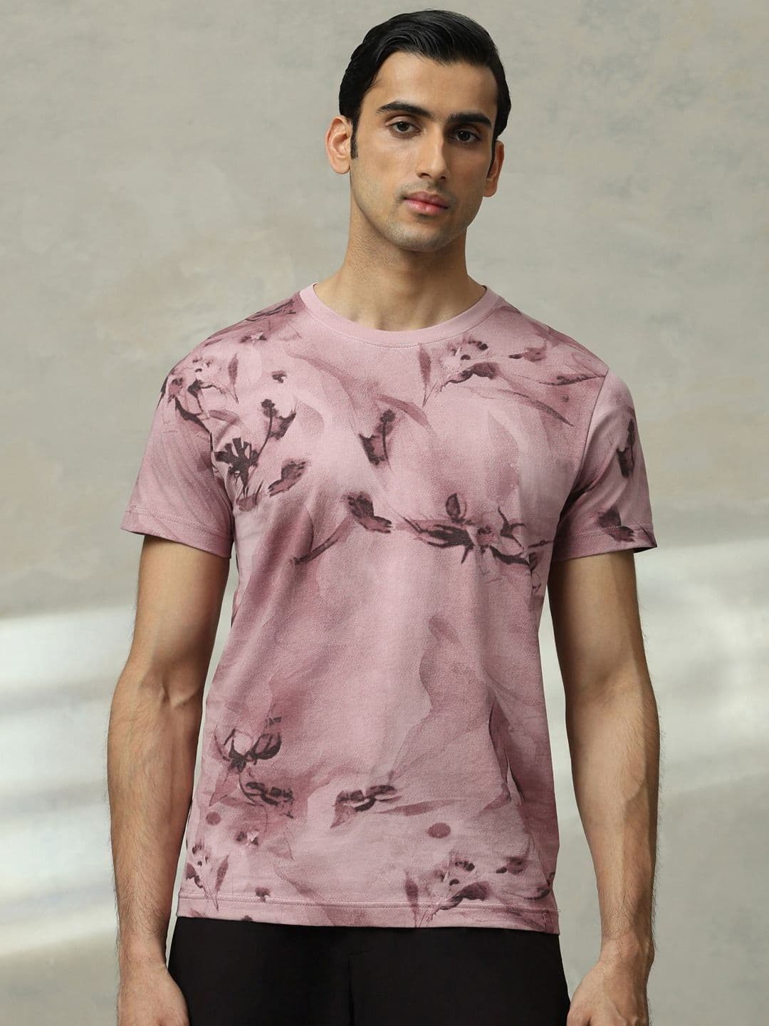 Mufti Men Floral Printed Round Neck Cotton Slim Fit T-shirt - view 1