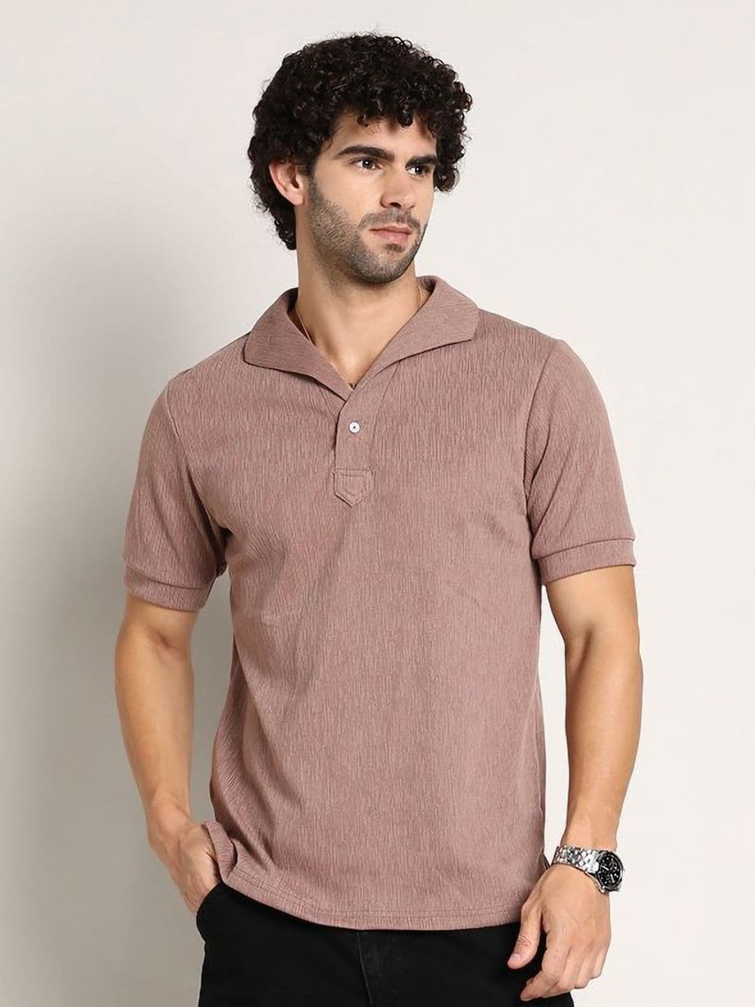 CAHOOT Men Self Design Polo Collar Cotton T-shirt - view 1