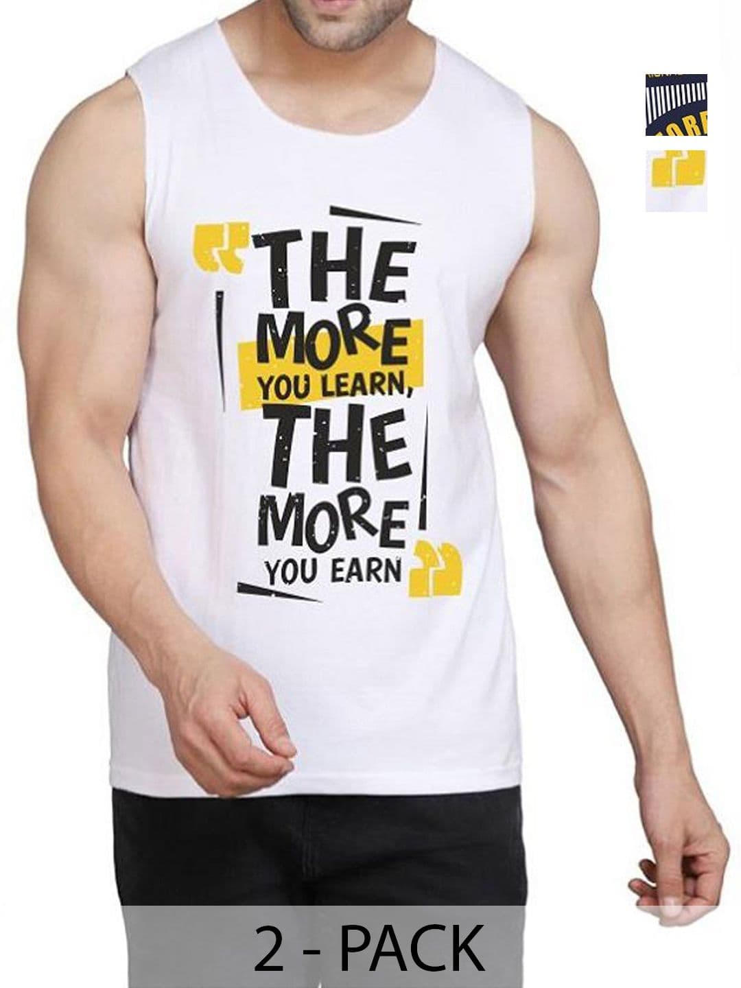 WOOSTRO Men Pack Of 2 Typography Printed Round Neck Cotton Slim Fit T-shirts - view 1
