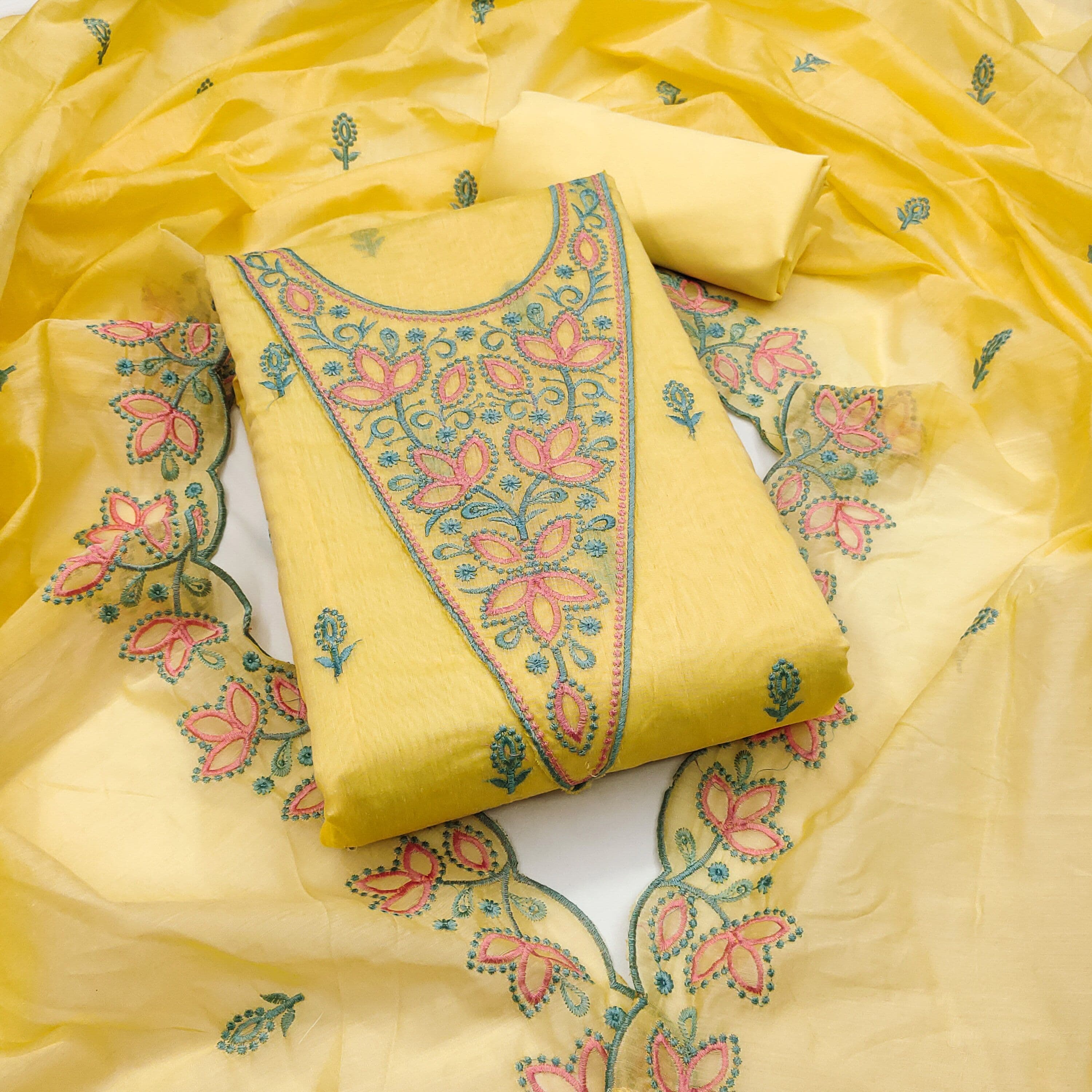 HERE&NOW Floral Embellished Unstitched Dress Material - view 1