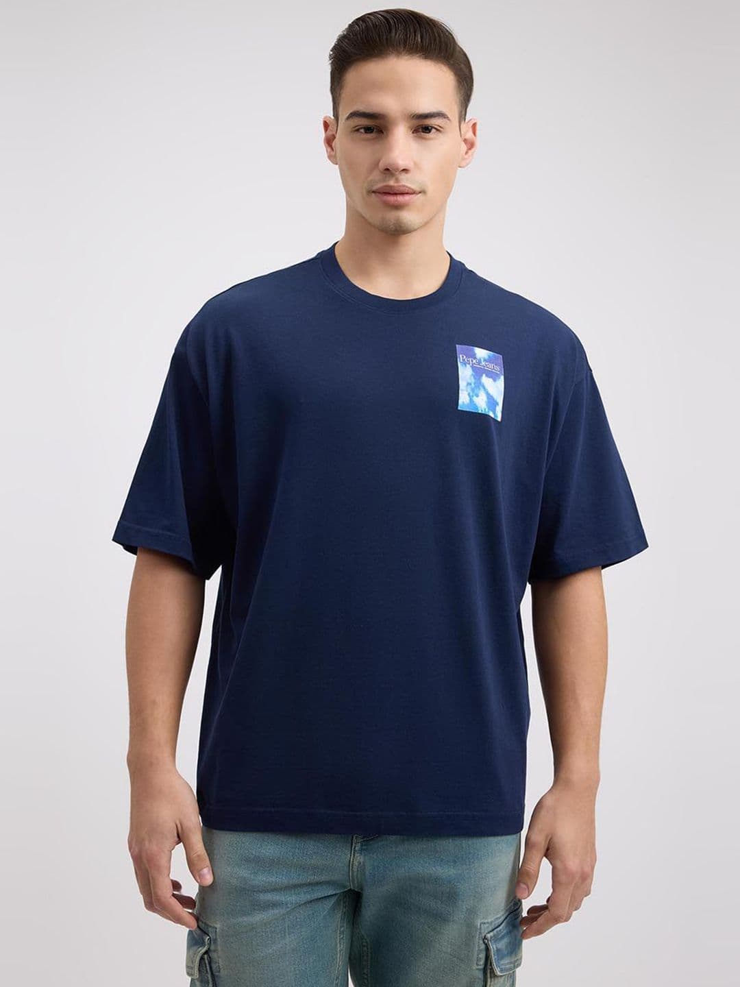 Pepe Jeans Men Typography Printed Round Neck Cotton Oversized T-shirt - view 1