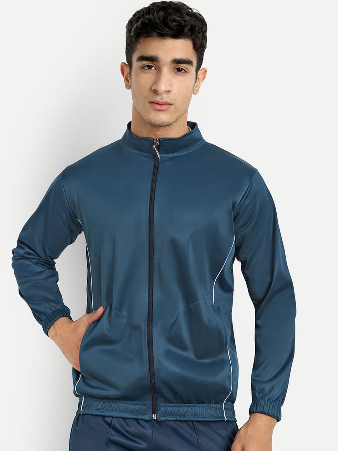 Metronaut Men Mock Collar Solid Sports Lightweight Bomber Jacket - view 1