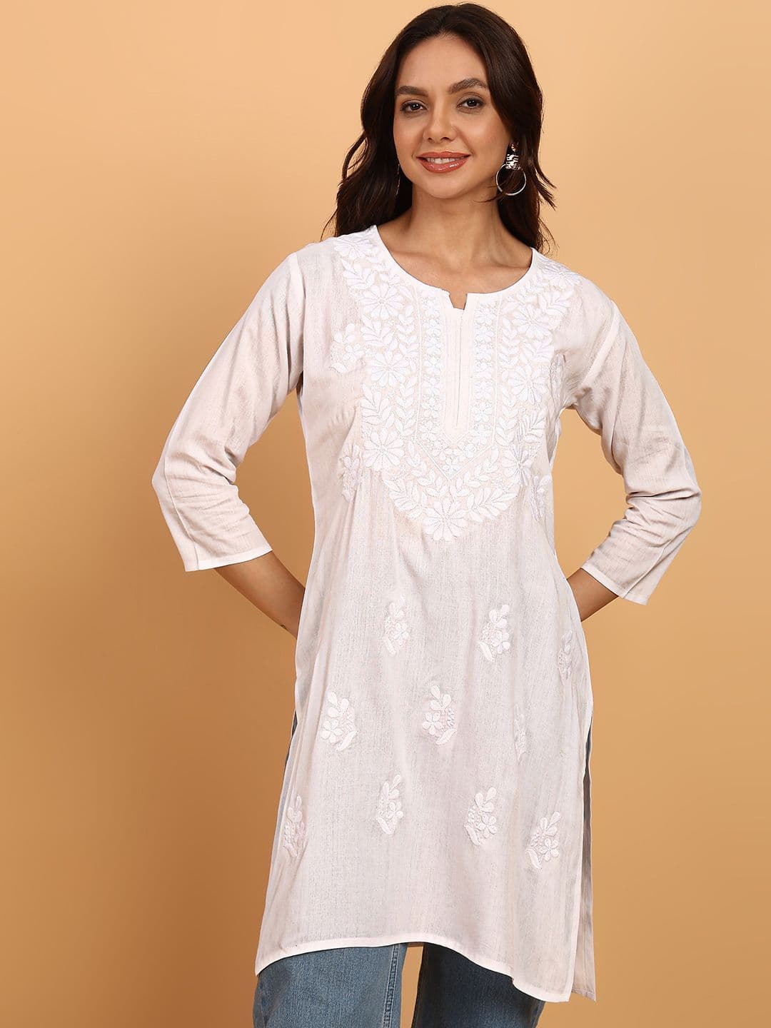 TOP N THREAD Women Ethnic Motifs Embroidered Chikankari Kurti - view 1