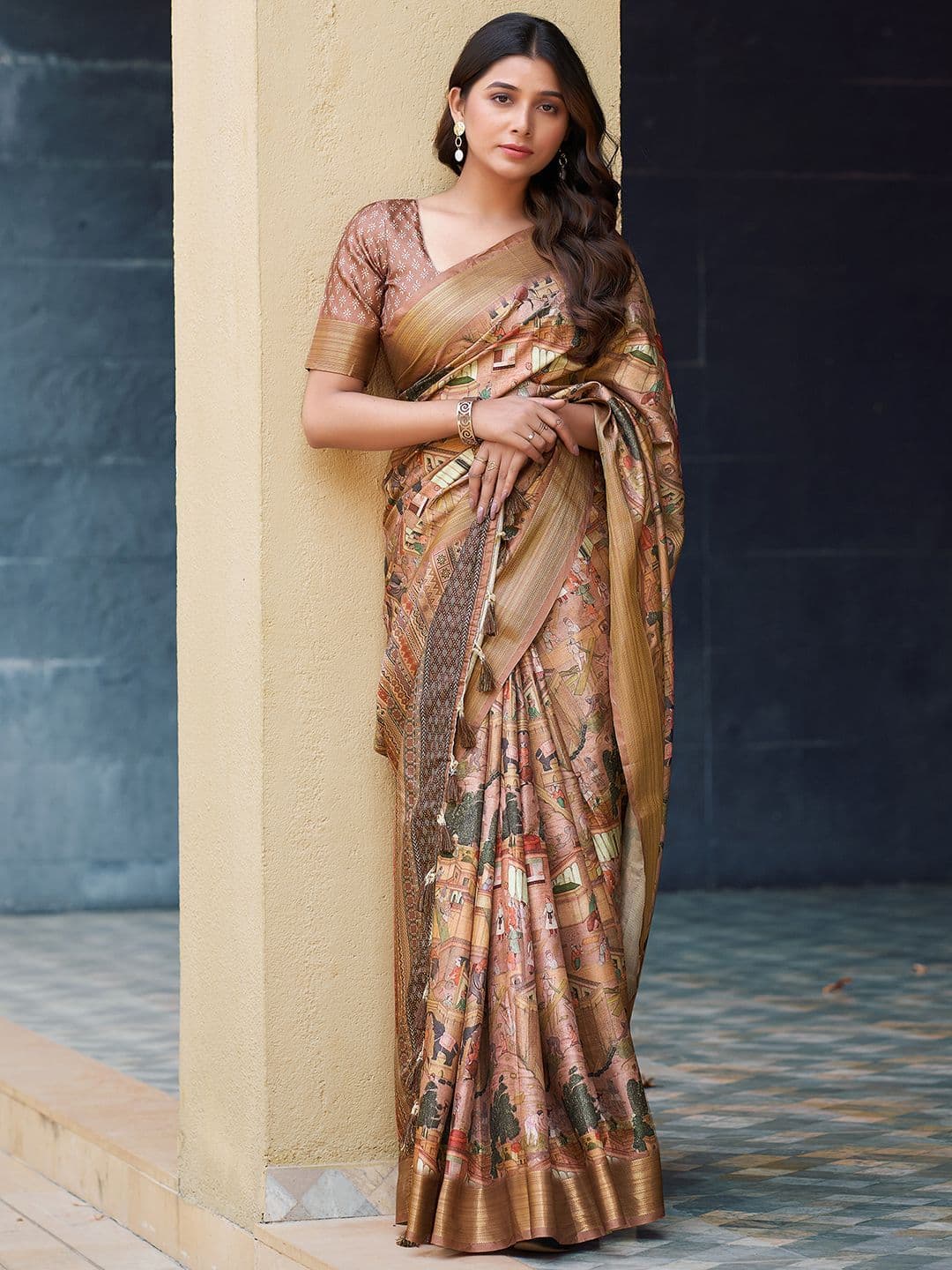 Mitera Warli Printed Zari Saree - view 1