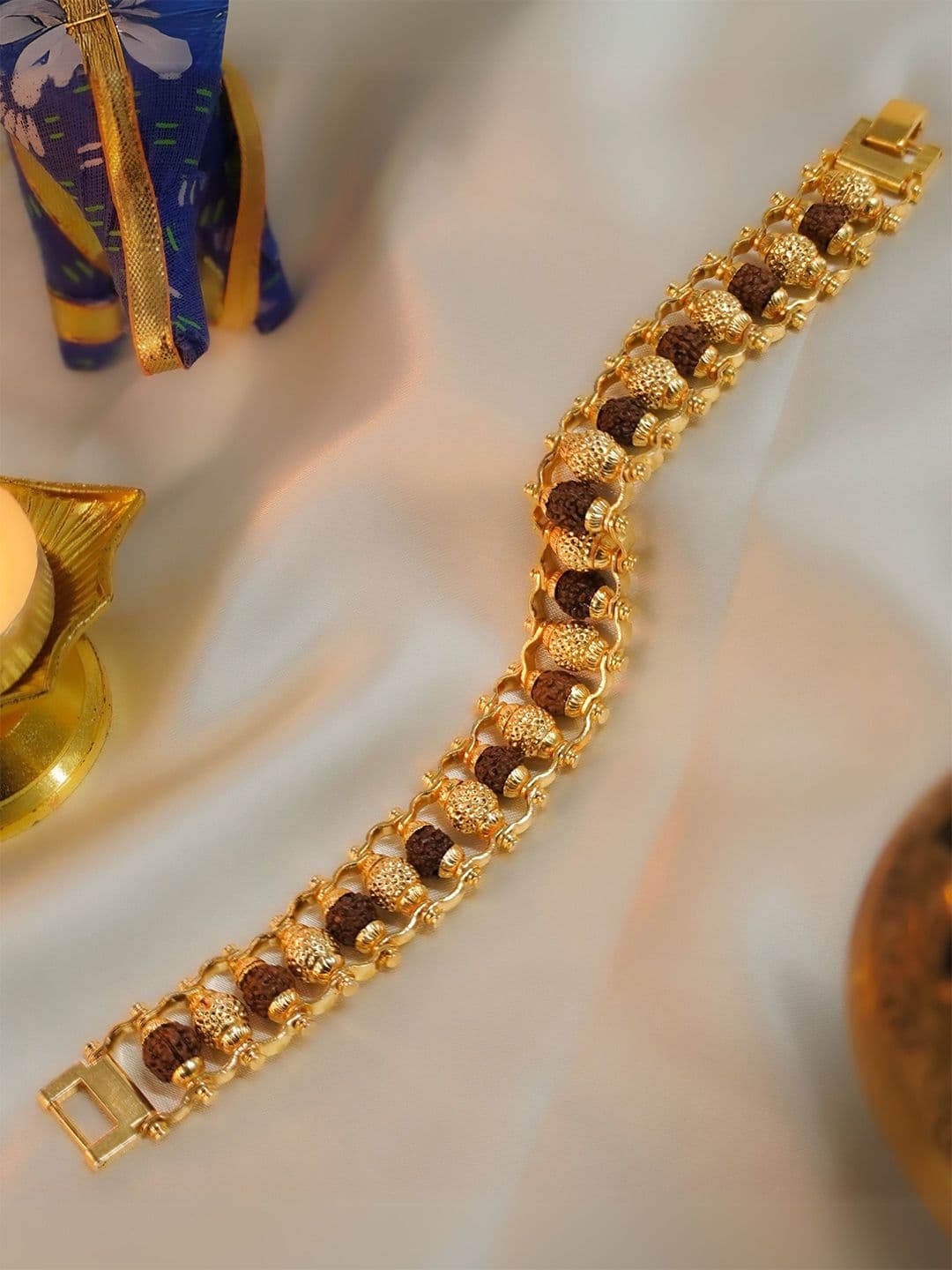 Japam Gold Plated Golden Beads Modern Rudraksha Bracelet - view 1