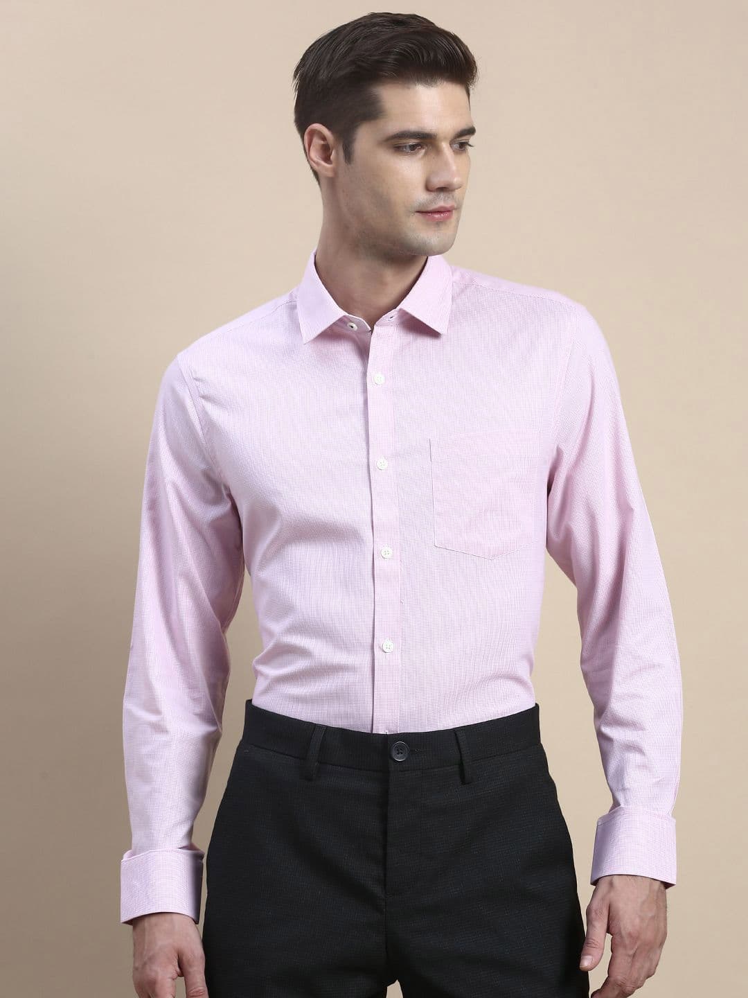 INVICTUS Men Standard Slim Fit Design Spread Collar Textured Cotton Formal Shirt - view 1