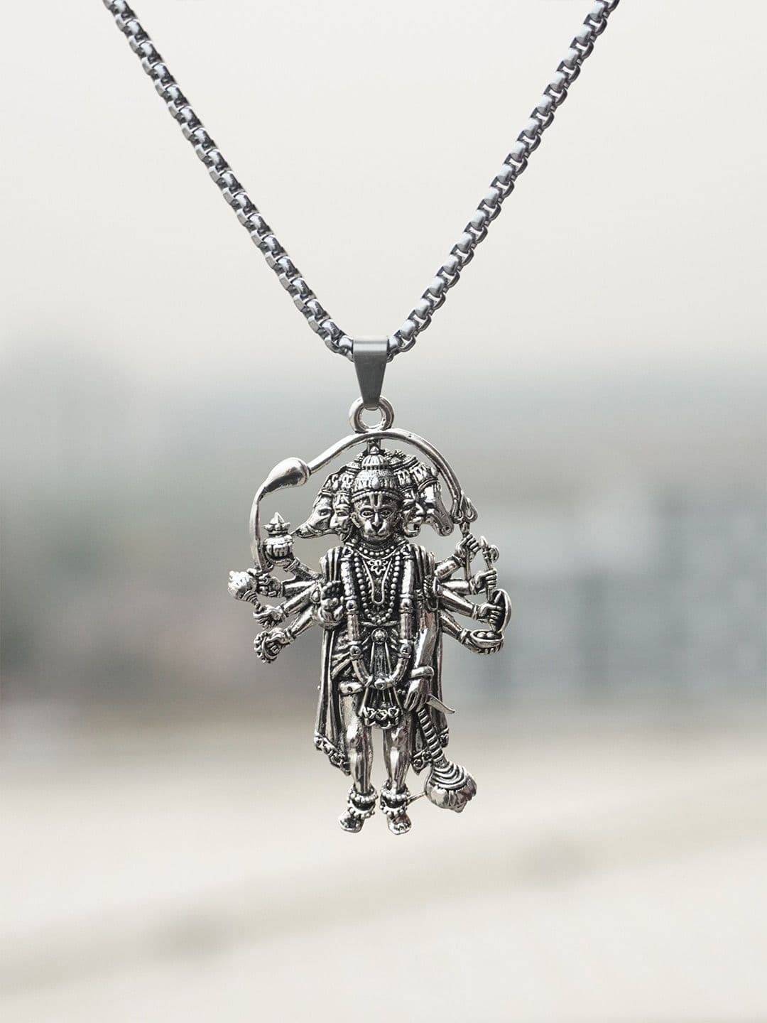 Japam Silver Plated Panchmukhi Hanuman Ji Necklace - view 1