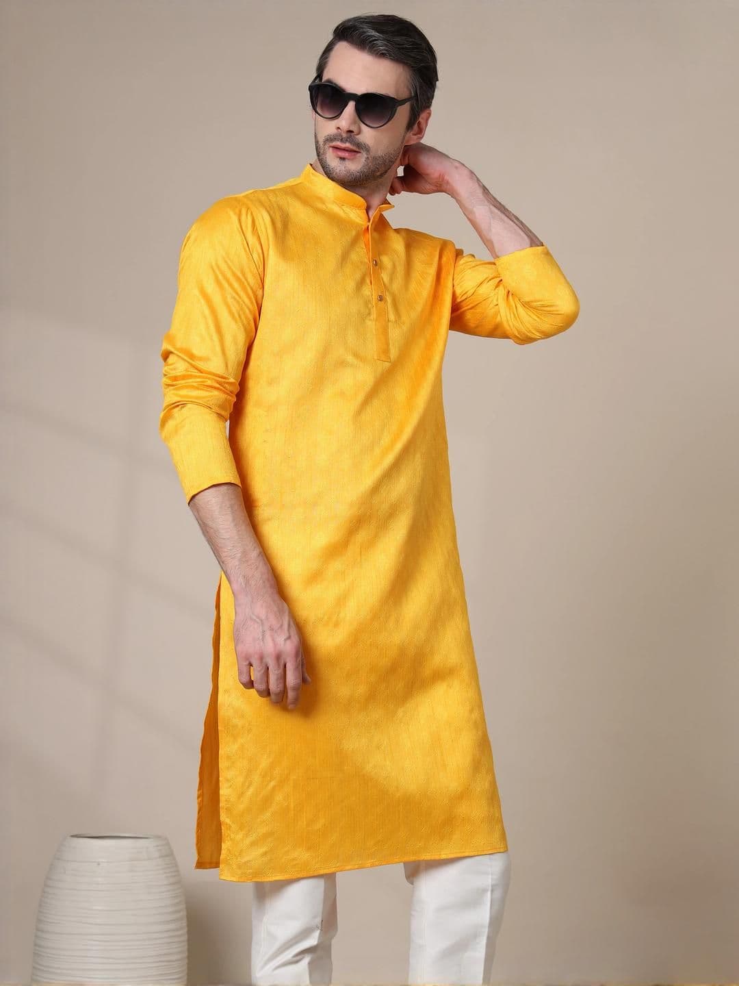 ADHIRAJAN Men Cotton Silk Kurtas - view 1