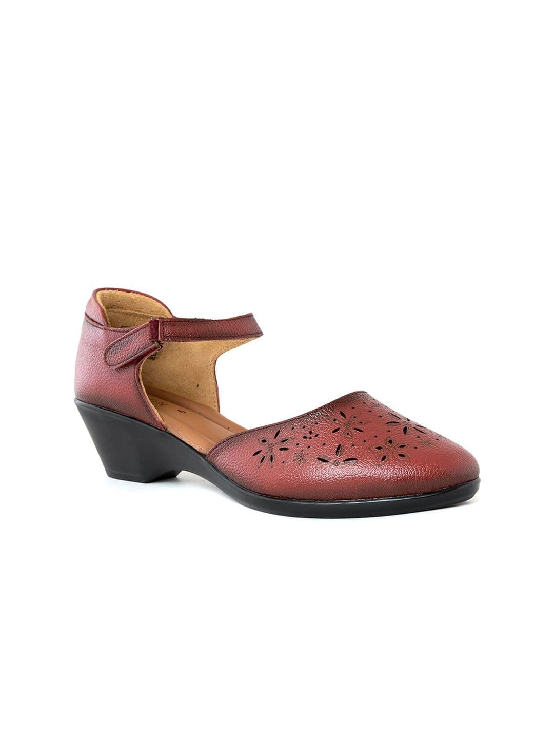 Khadims Women Leather Laser Cuts Pointed Toe Wedge Mary Janes - view 1