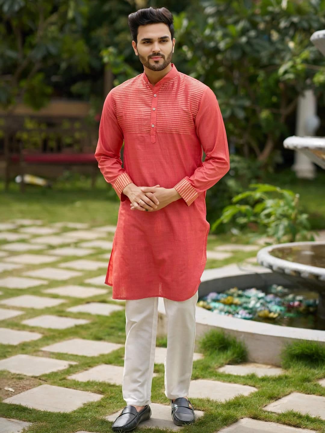 Archittam Men Self Design Straight Kurta - view 1