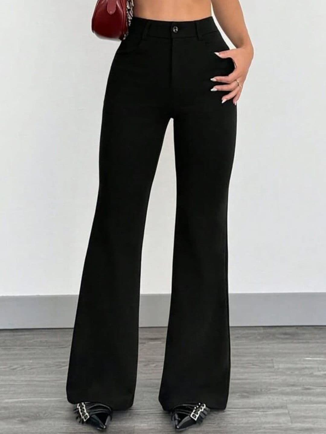 Next One Women Smart High-Rise Easy Wash Flared RegularTrousers - view 1