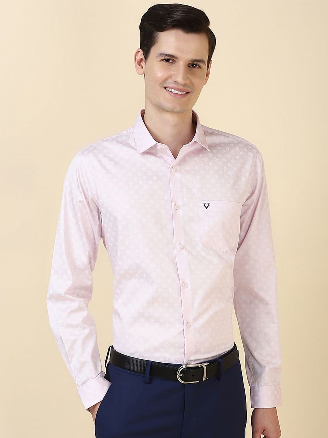 Allen Solly Slim Fit Geometric Printed Spread Collar Short Sleeves Pure Cotton Shirt - view 1