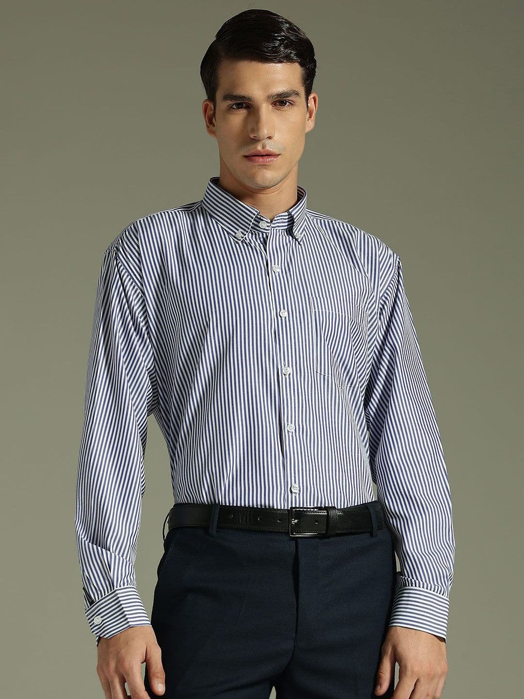 DENNISON Men Smart Fit Vertical Striped Button-Down Collar Formal Shirt - view 1
