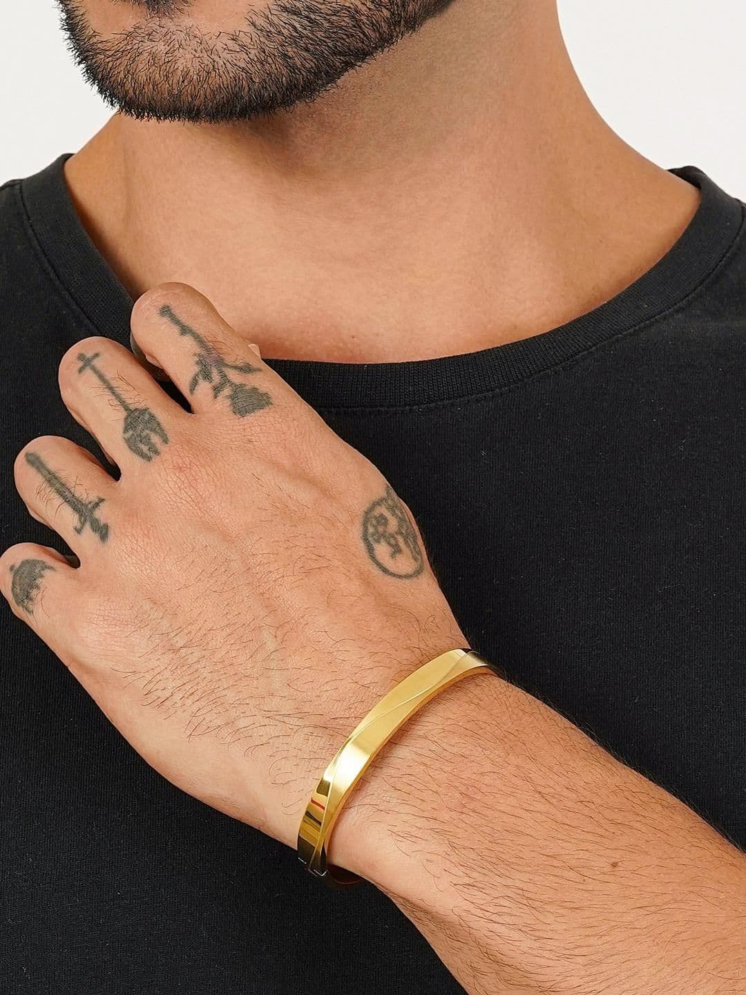MILLER Men Gold-Plated Kada Bracelet - view 1