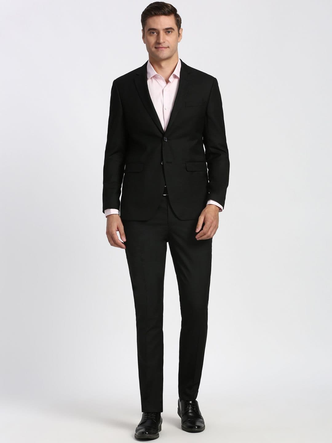Peter England Elite Textured Slim-Fit Single-Breasted Two-Piece Formal Suit - view 1