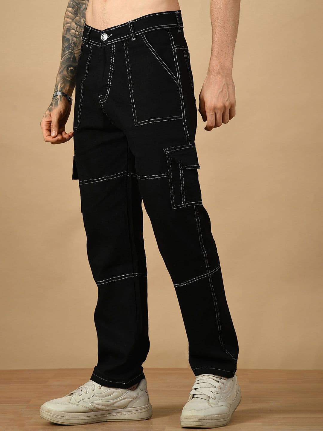 COMFITS Men Classic Regular Fit Mid-Rise Stretchable Cotton Cargo Styles Jeans - view 1