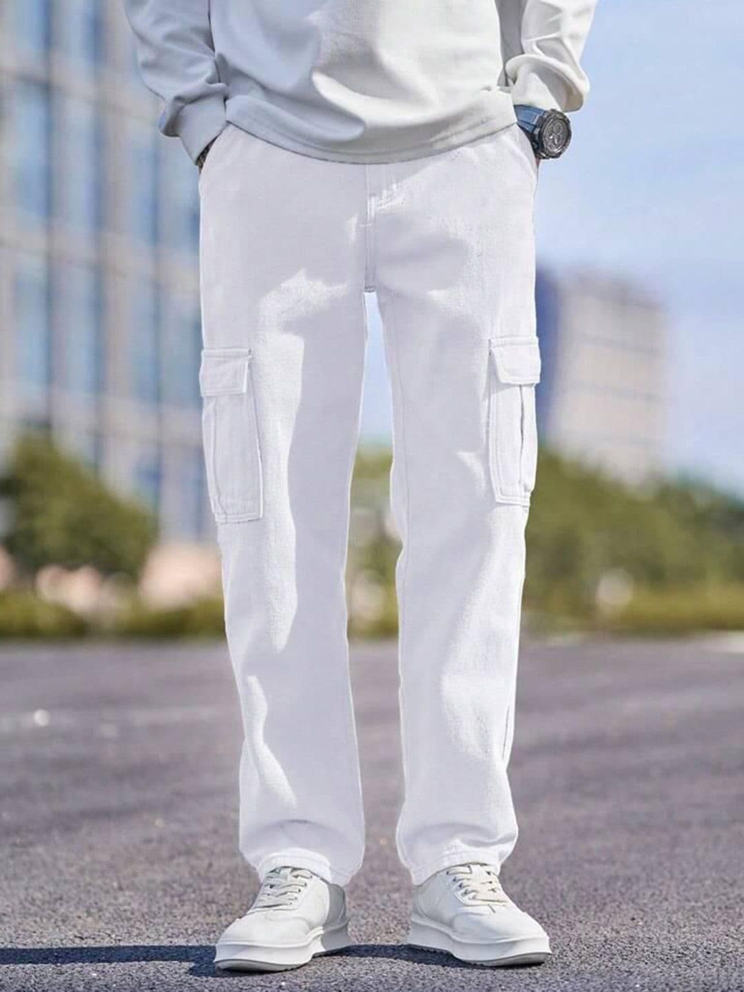 me Queen Men Straight Fit Mid-Rise Cotton Cargo Jeans - view 1