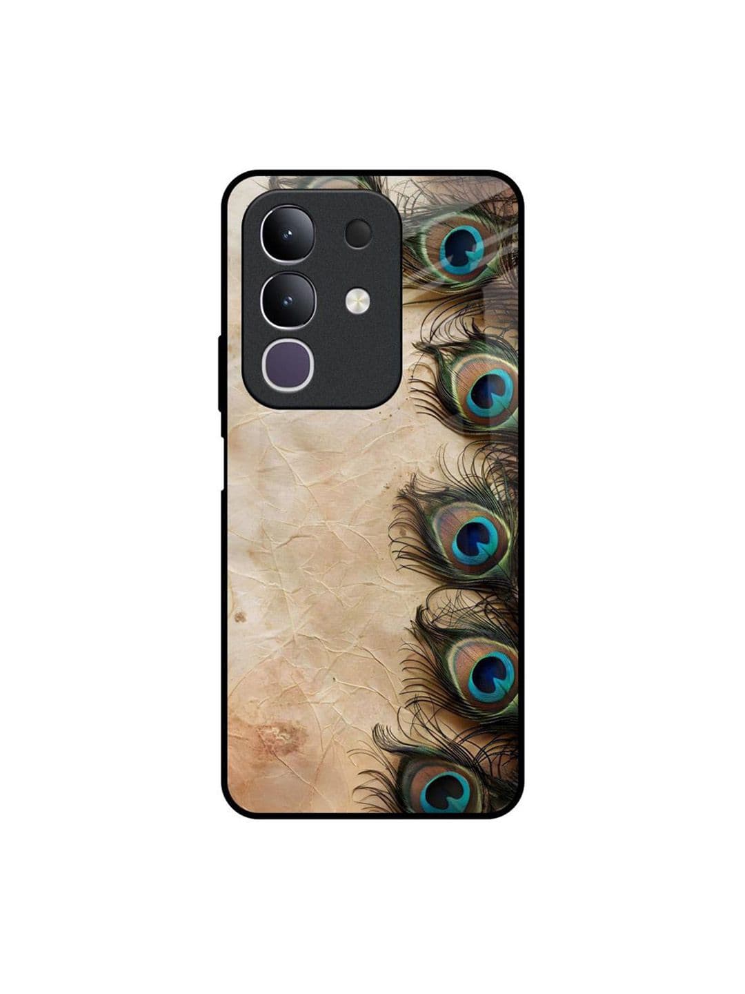 QRIOH Unisex Vivo T4x 5G MysticFeather Impact Resistant Glass Back Case - view 1