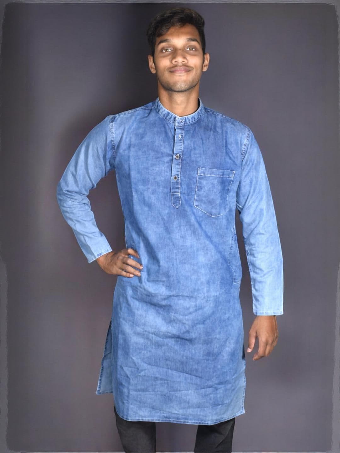 DENIMKING Men Blue Kurtas - view 1