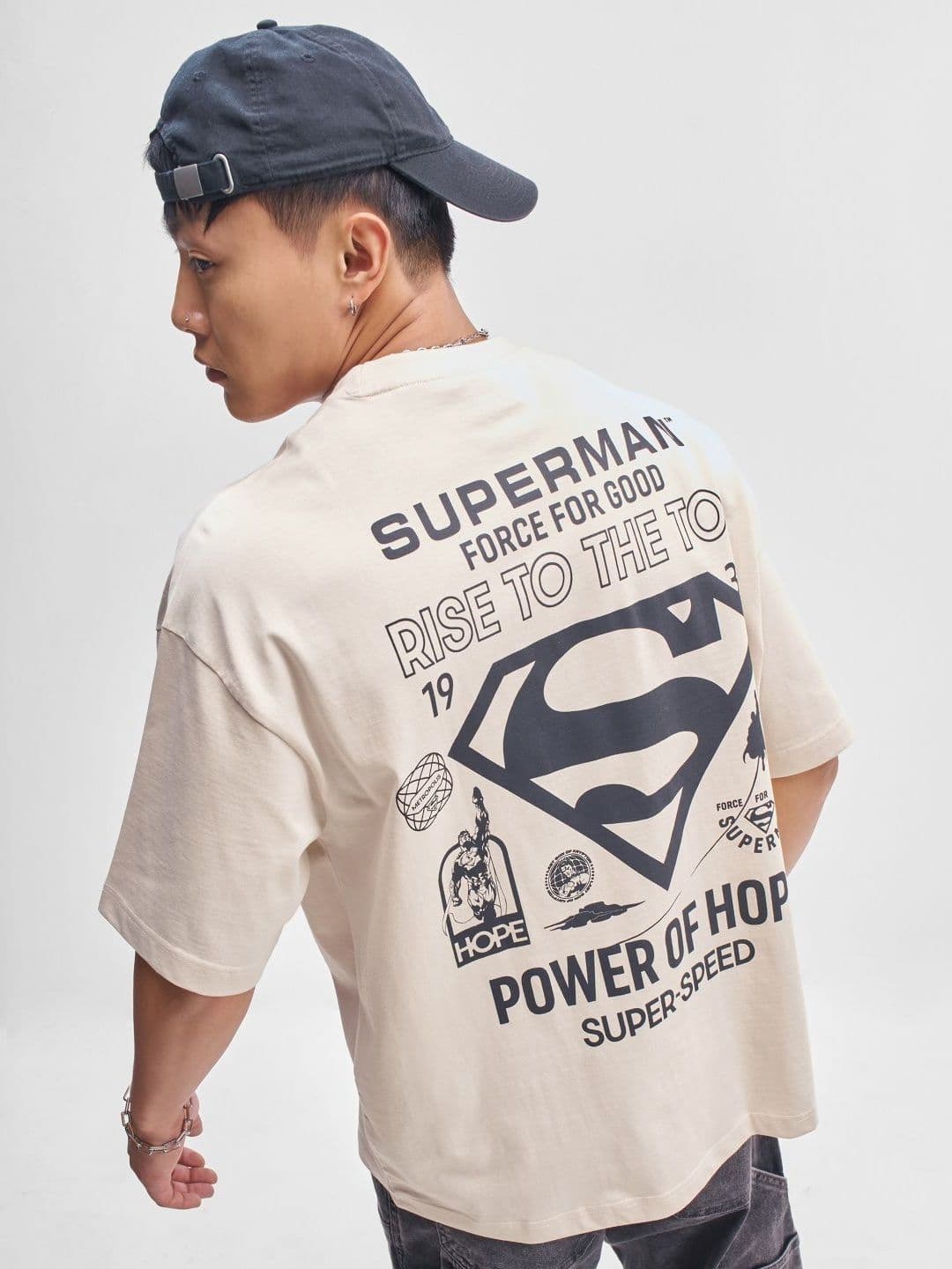 HIGHLANDER Graphic Printed Round Neck Drop-Shoulder Sleeves Oversized Casual T-Shirt - view 1