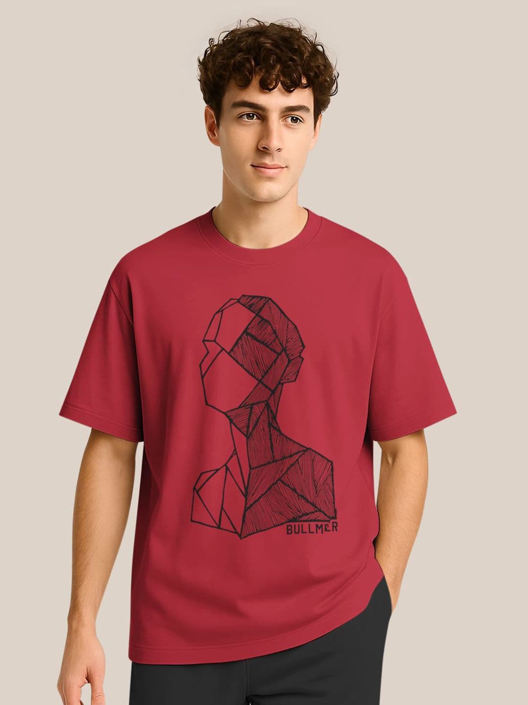 BULLMER Men Graphic Printed Round Neck Oversized T-shirt - view 1