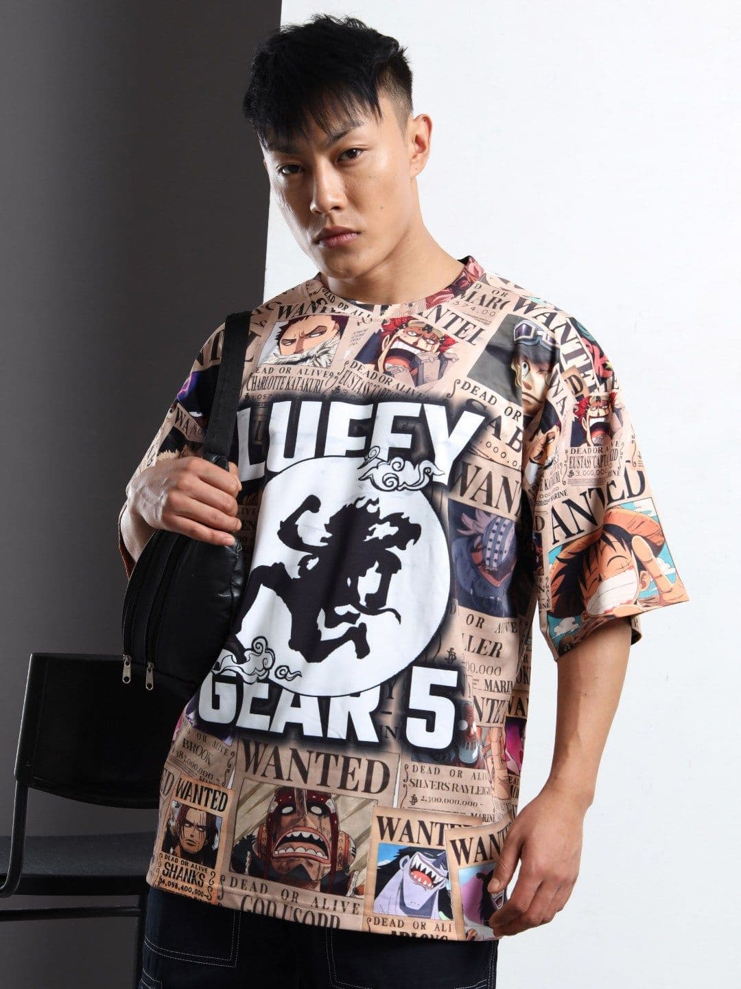 MOHICANS Typography Printed Drop Shoulder Sleeves Cotton Oversized T-shirt - view 1