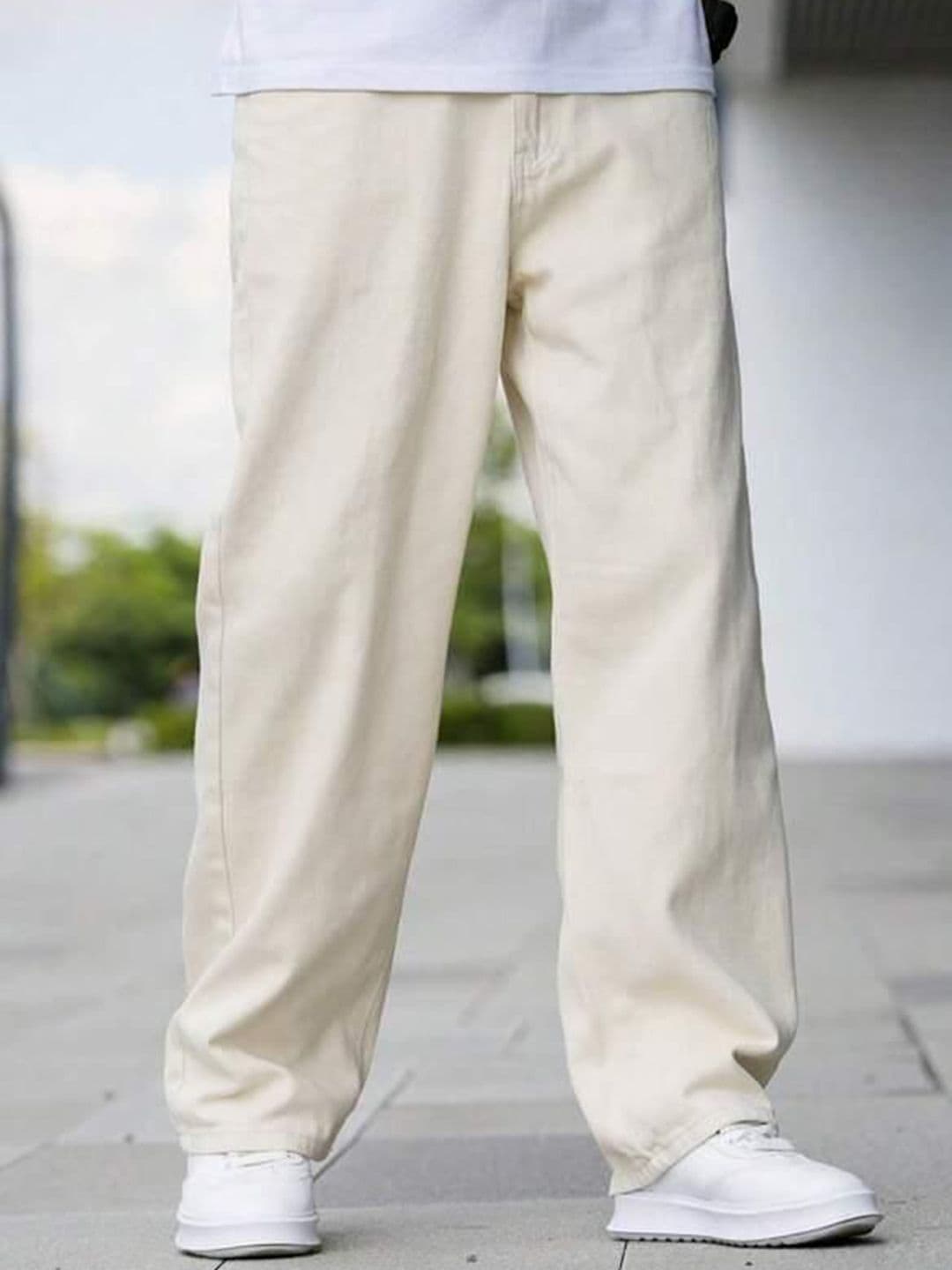 me Queen Men Wide Leg Mid-Rise Pure Cotton Jeans - view 1