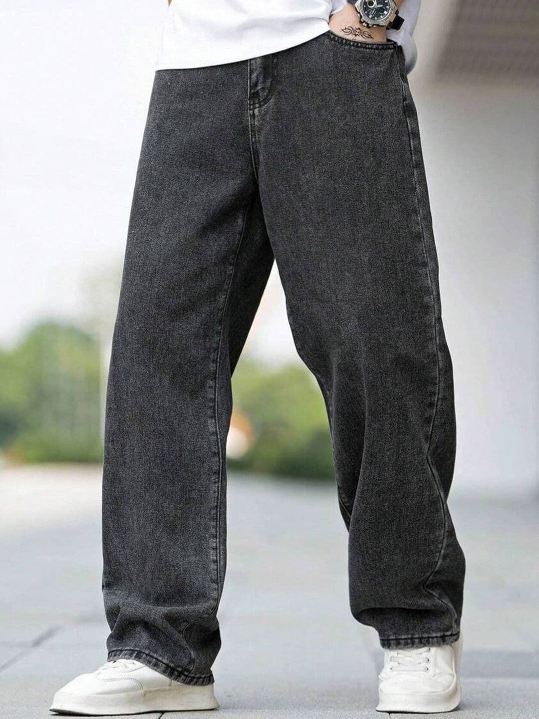 me Queen Men Wide Leg Mid-Rise Cotton Jeans - view 1