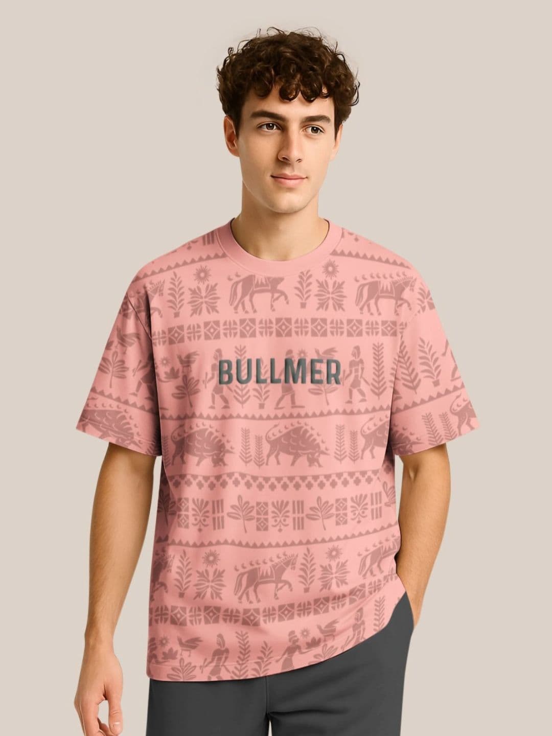 BULLMER Men Graphic Printed Round Neck Oversized T-shirt - view 1