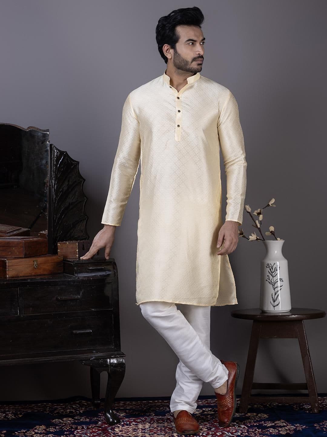 PulseIQ Men Jacquard Straight Kurtas - view 1