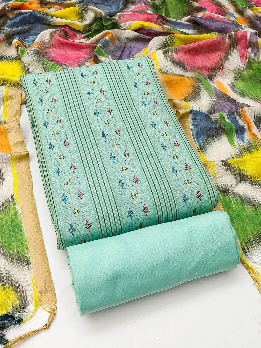 HERE&NOW Floral Woven Design Unstitched Dress Material - view 1