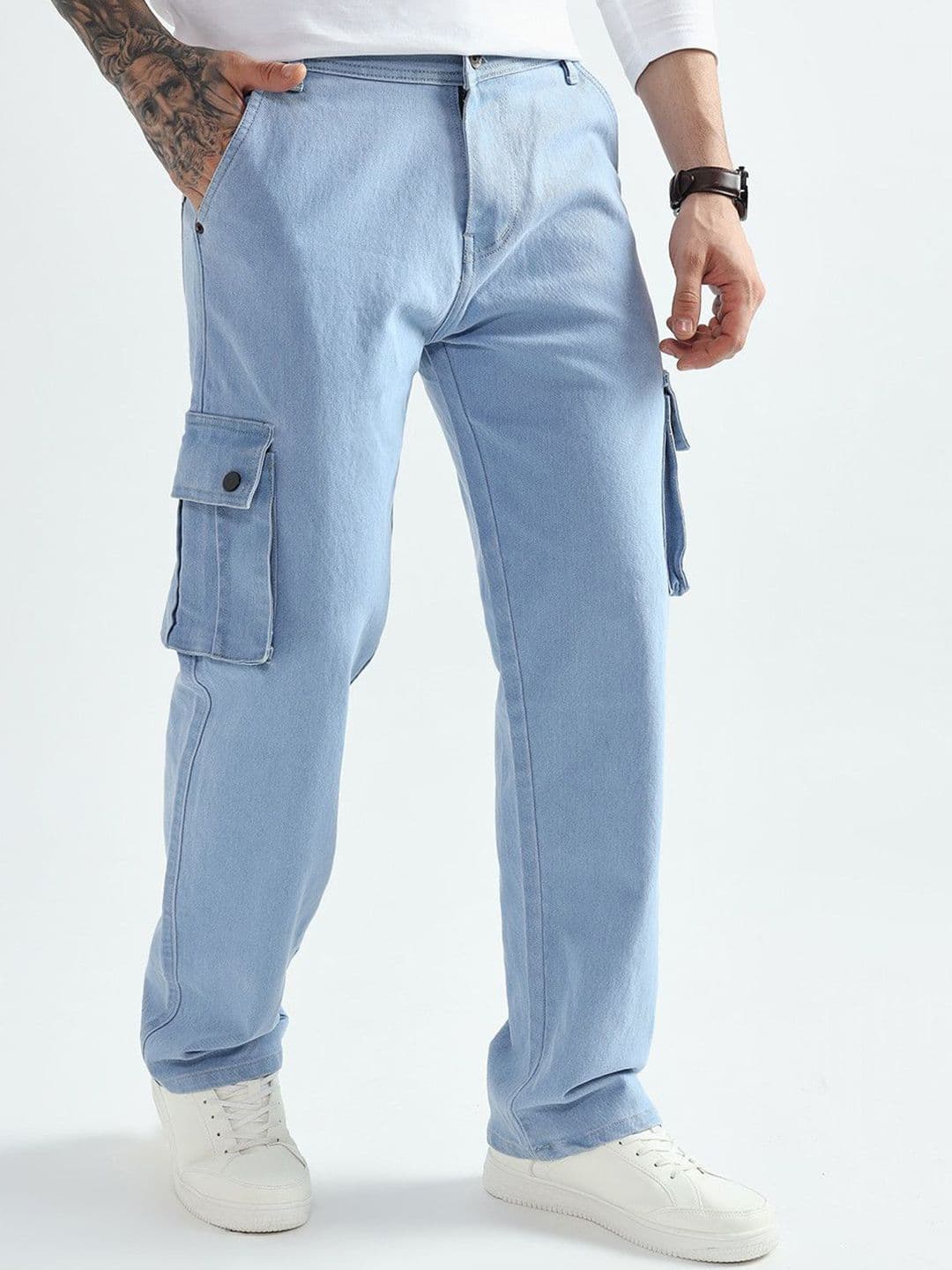 DENIMLOOK Men Baggy Fit Mid-Rise Stretchable Cargo Jeans - view 1