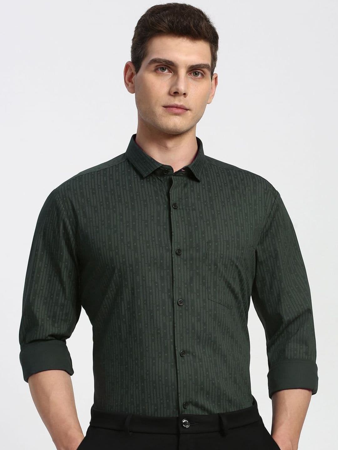 Peter England Men Slim Fit Geometric Printed Spread Collar Formal Cotton Shirt - view 1