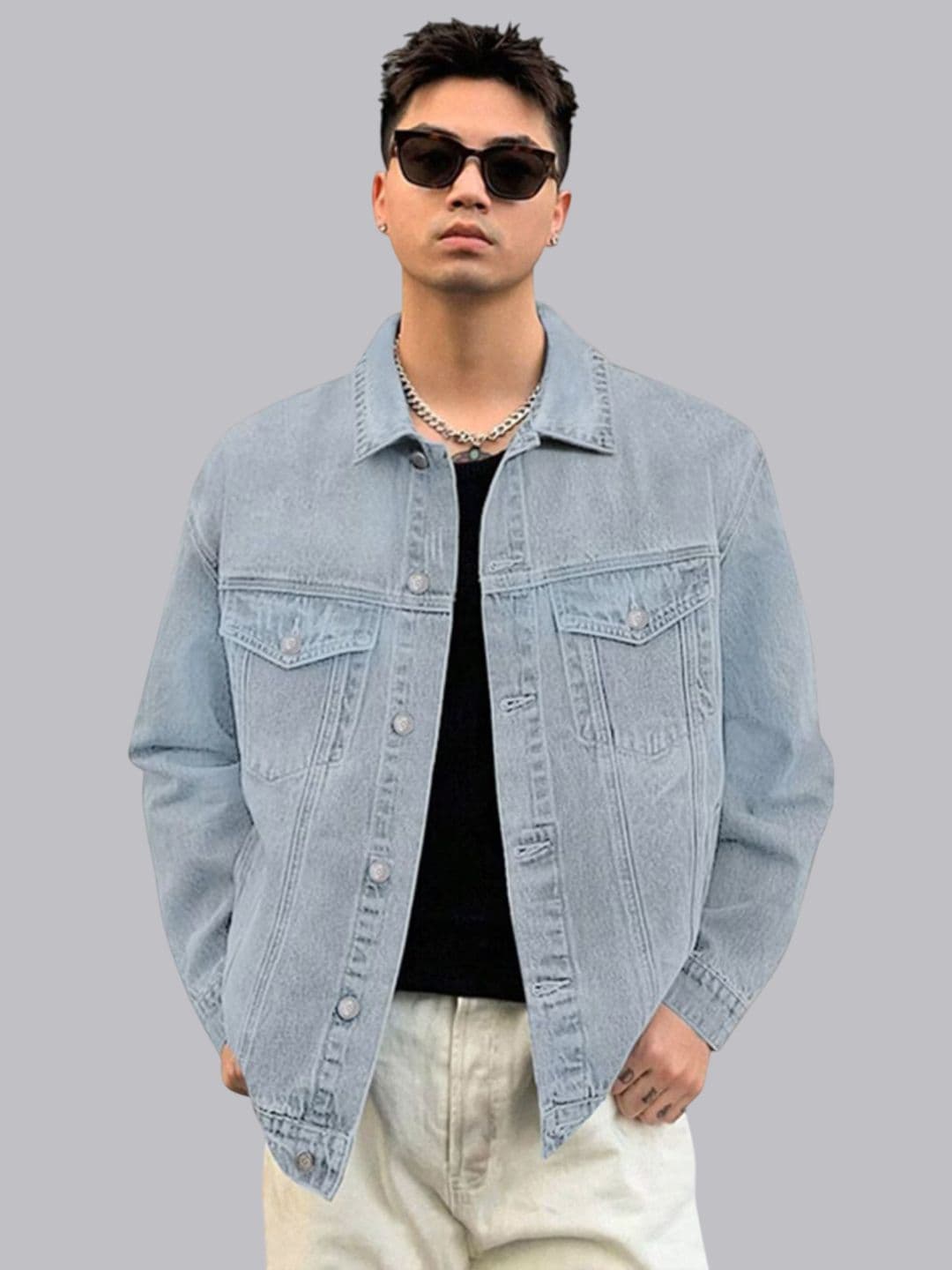 LINARIA Spread Collar Lightweight Denim Jacket - view 1
