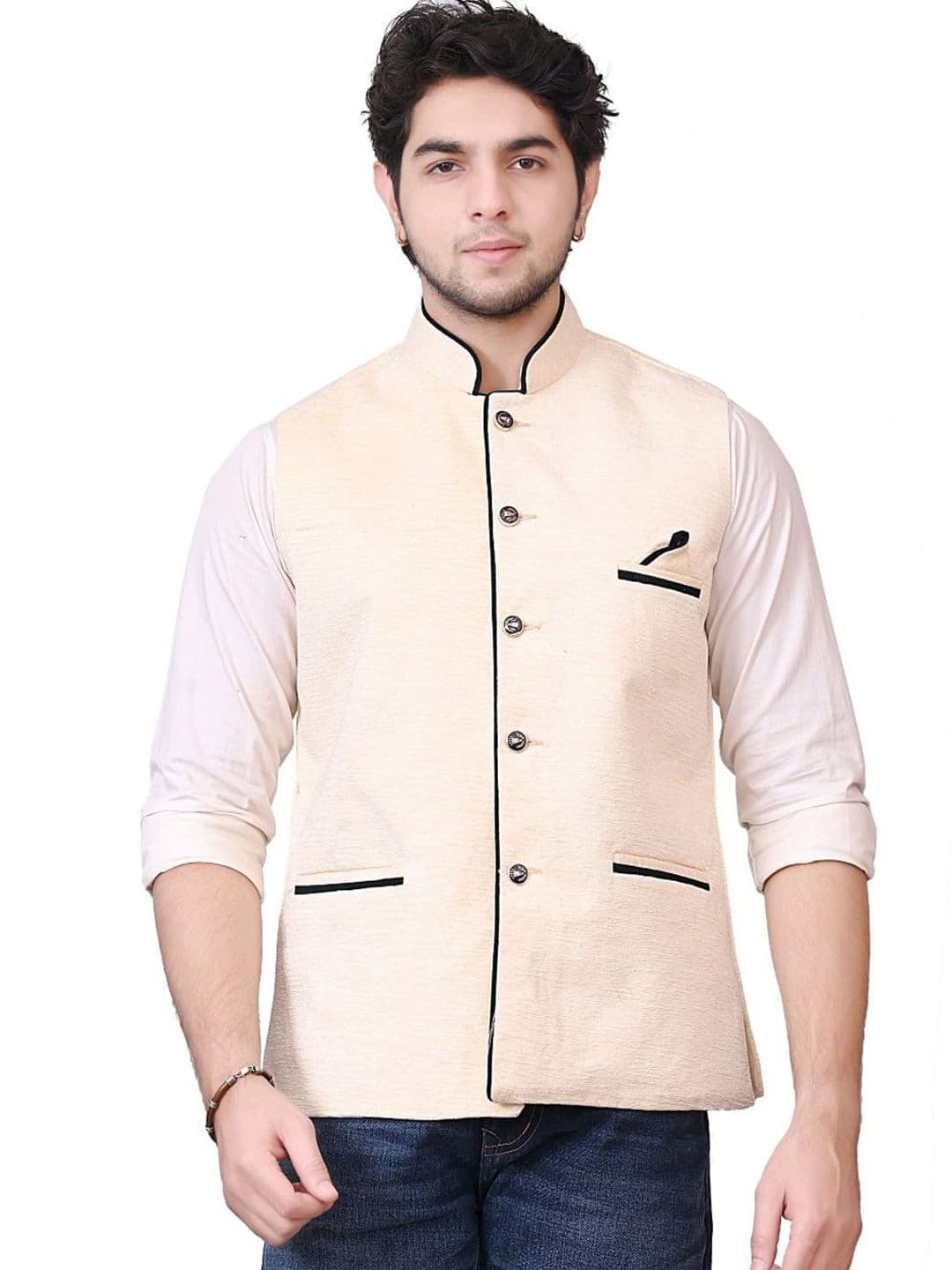 BuaGi Collection Mandarin Collar Woven Nehru Jackets - view 1