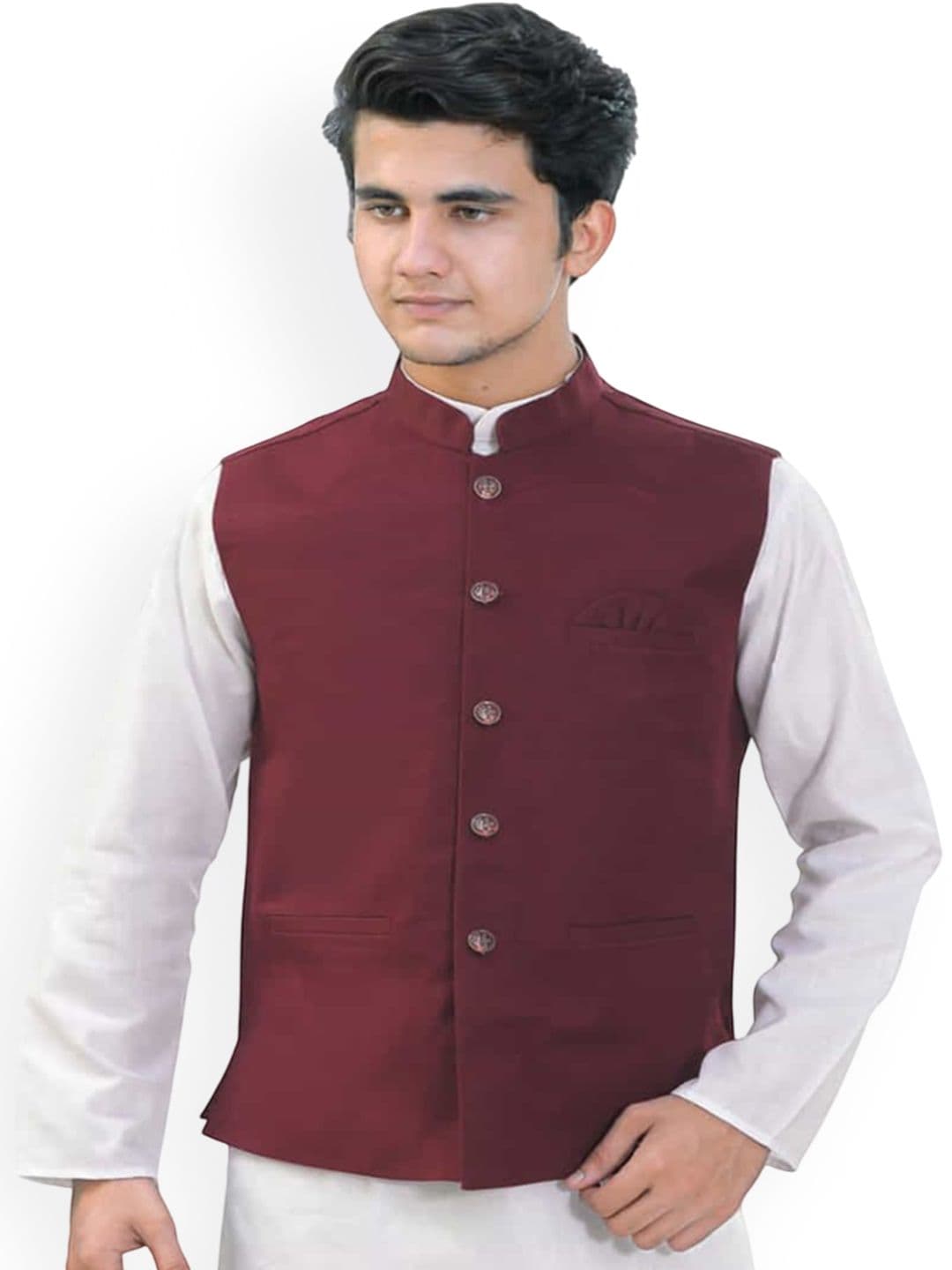 BuaGi Collection Mandarin Collar Woven Nehru Jackets - view 1