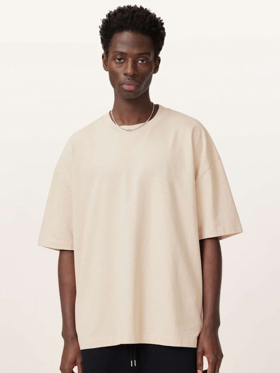 SMAN Men Solid Round Neck Cotton Oversized T-shirt - view 1