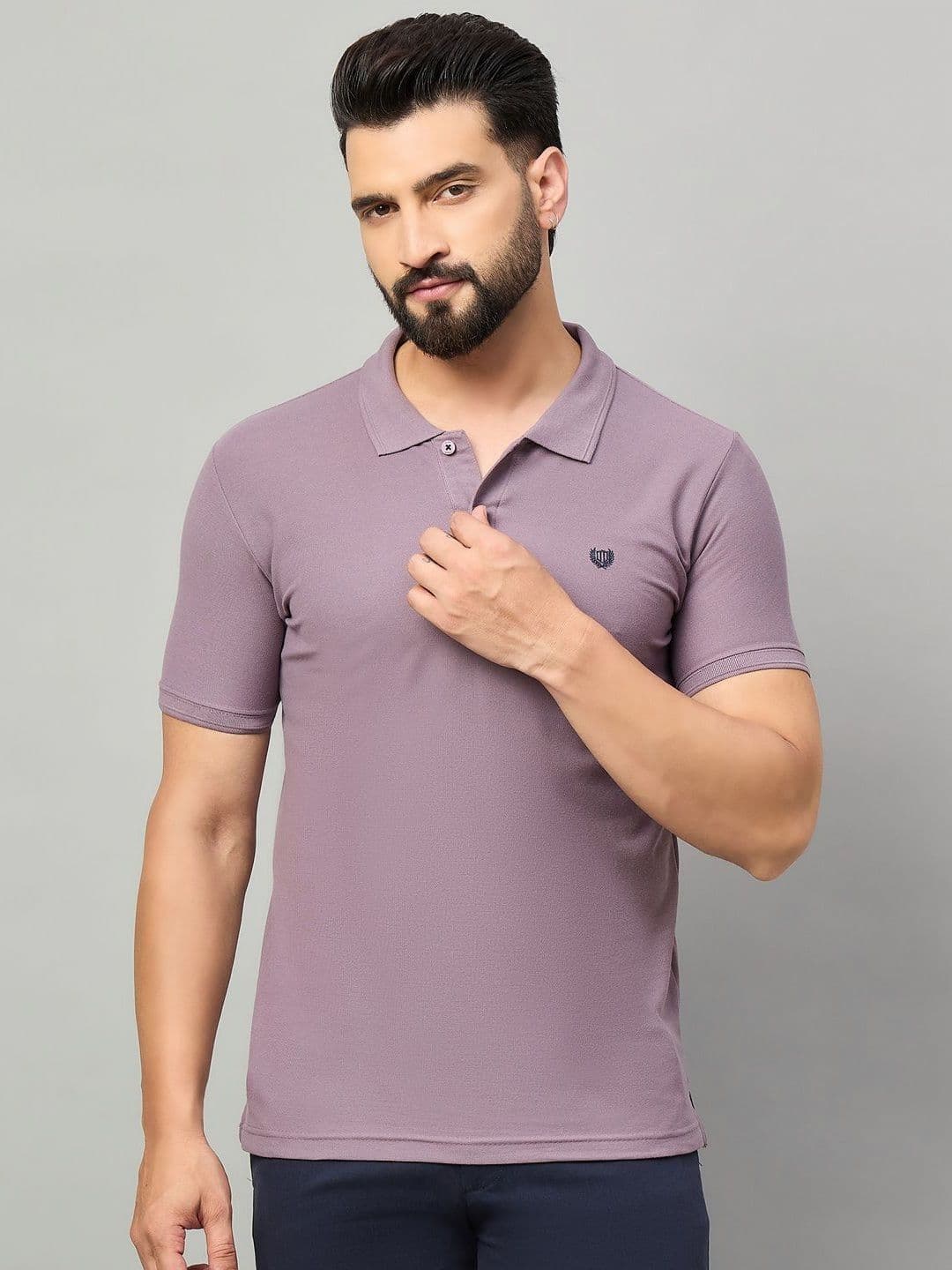 Duke Men Solid Polo Collar Cotton Slim Fit T-shirt - view 1