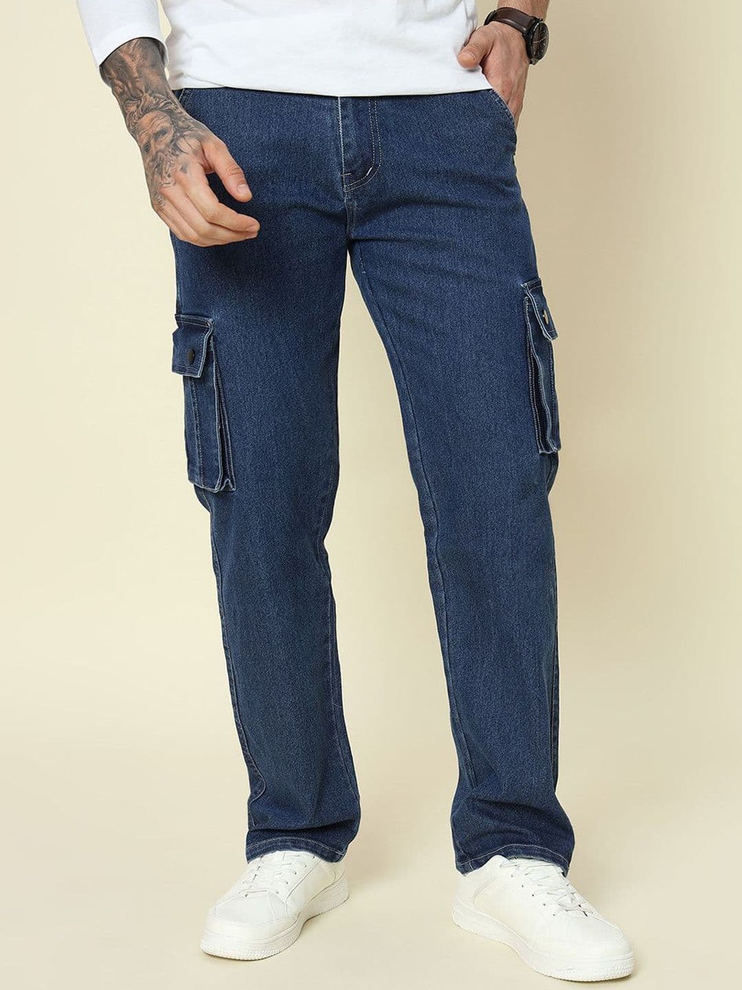 DENIMLOOK Men Mid-Rise Baggy Stretchable Cargo Jeans - view 1