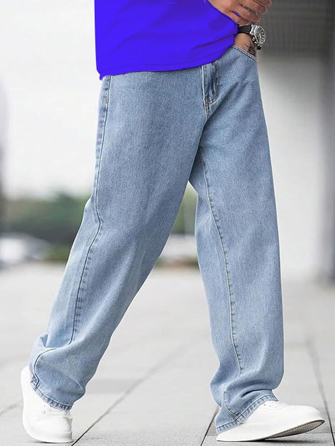 VYNTIQ Men Baggy Mid-Rise Heavy Fade Denim Jeans - view 1