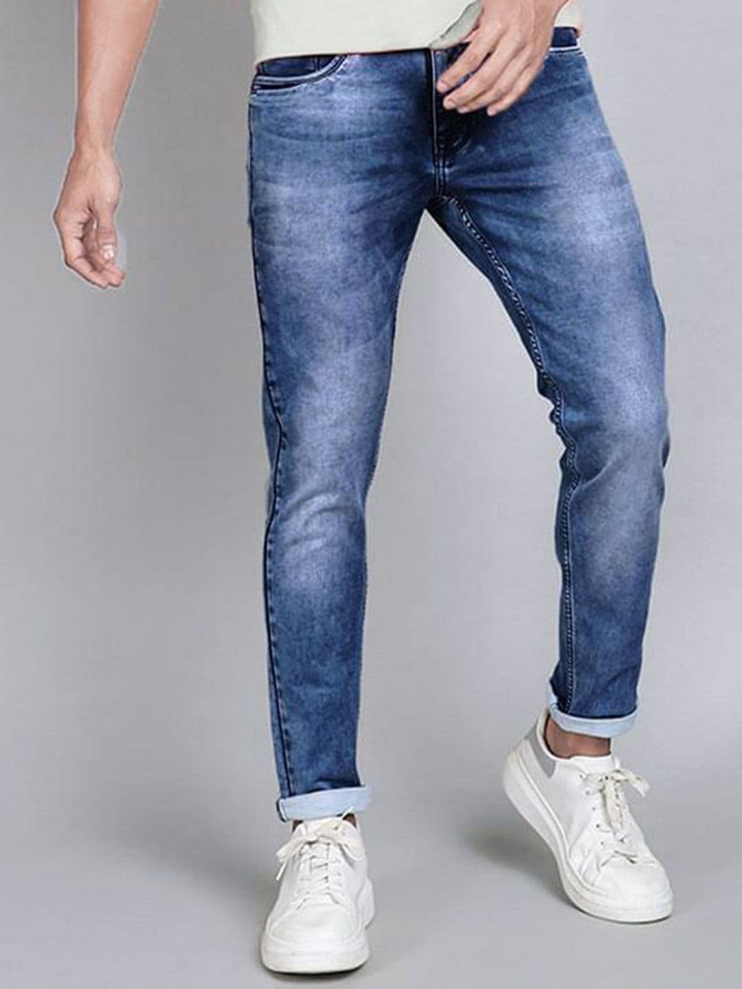 fineblu Men Slim Fit Mid-Rise Heavy Fade Stretchable Jeans - view 1