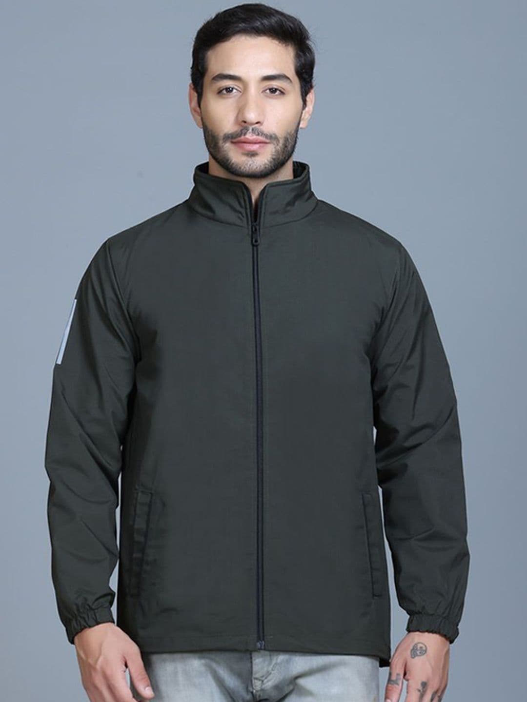 The Roadster Lifestyle Co Men Solid Mock Collar Windcheater Zipper Tailored Jacket - view 1
