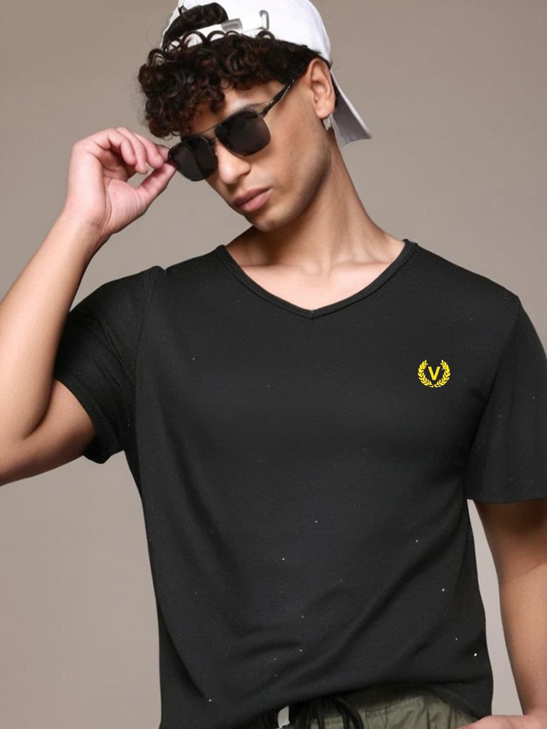 MACK JONNEY Men Solid V-Neck Cotton T-shirt - view 1