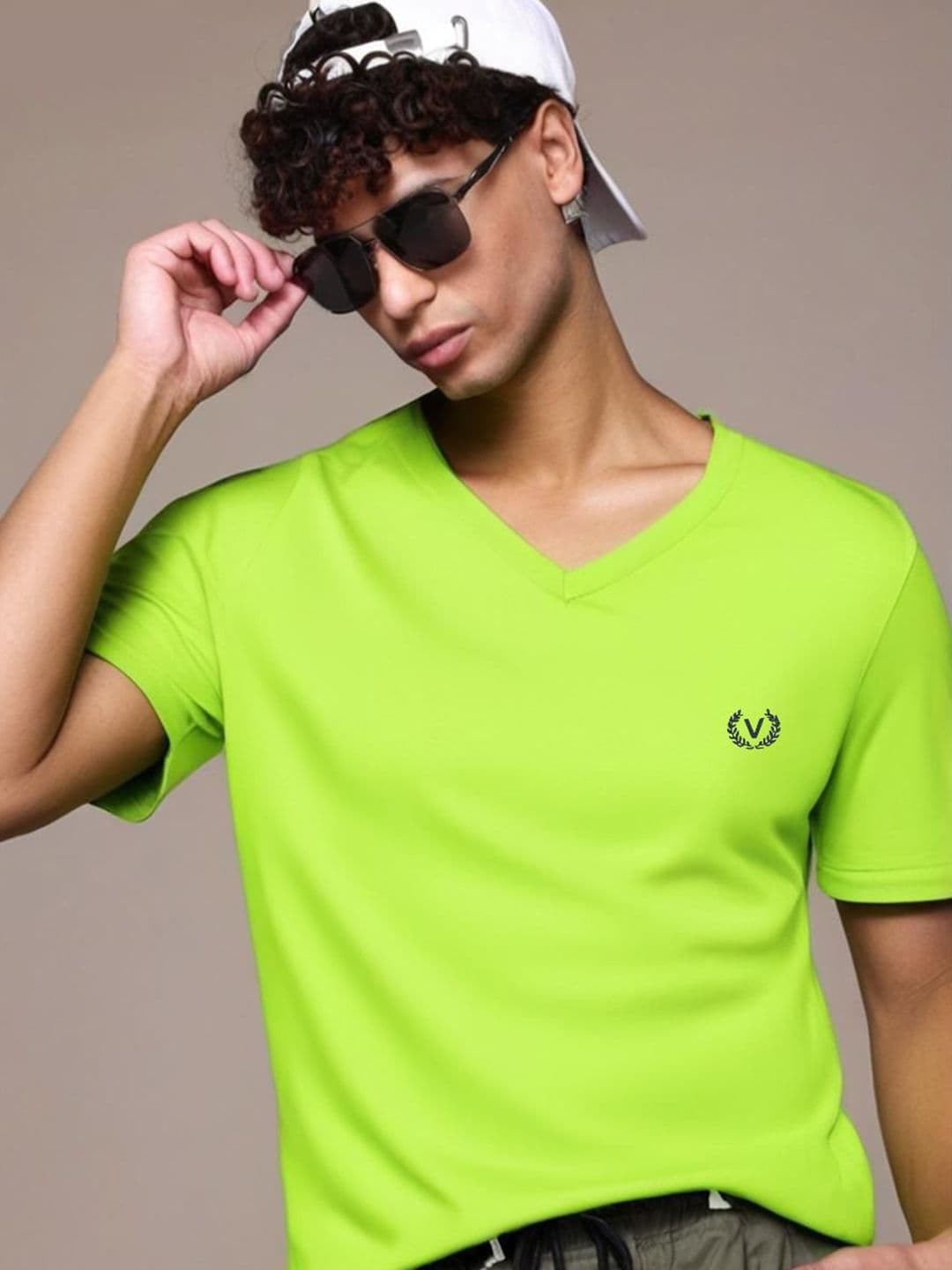 MACK JONNEY Men Solid V-Neck Cotton T-shirt - view 1