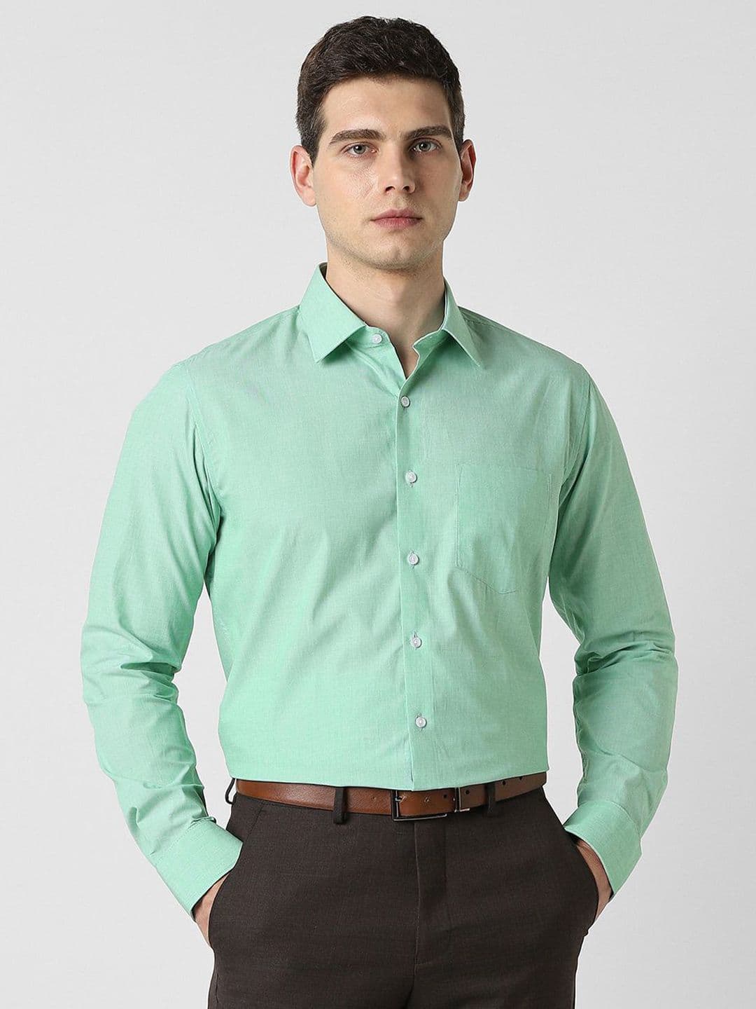 Van Heusen Checked Spread Collar Formal Pure Cotton Slim Fit Shirt - view 1