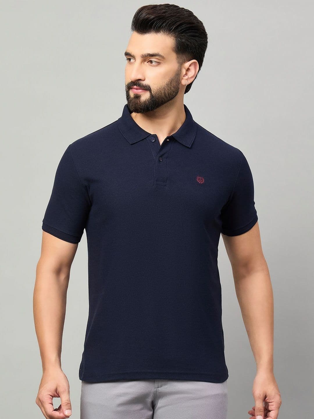 Duke Men Solid Polo Collar Cotton Slim Fit T-shirt - view 1